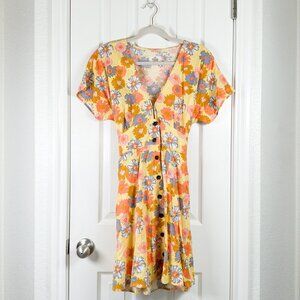 Marine Layer Ruched Sundress Yellow and Orange